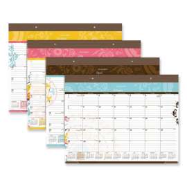 Suzani Monthly Desk Pad Calendar, Medallion Artwork, 21.75 x 17, Brown Binding, Multicolor Sheets, 12-Month (Jan-Dec): 2023