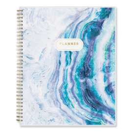 Gemma Academic Year Weekly/Monthly Planner, Geode Artwork, 11 x 8.5, Blue/White/Green Cover, 12-Month (July-June): 2022-2023