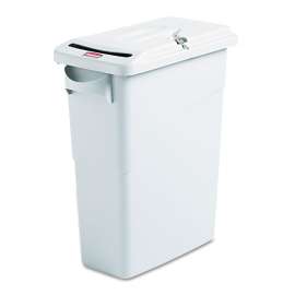 Slim Jim Confidential Document Waste Receptacle with Lid, 15.88 gal, Light Gray