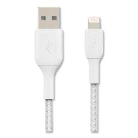 BOOST CHARGE Braided Apple Lightning to USB-A ChargeSync Cable, 3.3 ft, White