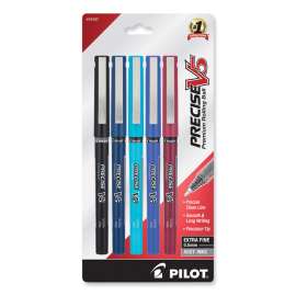 Precise V5 Roller Ball Pen, Stick, Extra-Fine 0.5 mm, Assorted Ink and Barrel Colors, 5/Pack