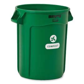 Vented Brute Resin Compost Can, 32 gal, Resin, Compost Green