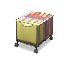 Onyx Mesh Mobile File Cube, Metal, 1 Bin, 13.5" x 16.75" x 13", Black