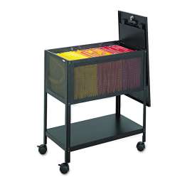 Mesh Tub with Lid, Metal, 1 Shelf, 1 Bin, 13.5" x 24.25" x 27.5", Black