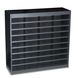 Steel/Fiberboard E-Z Stor Sorter, 36 Compartments, 37.5 x 12.75 x 36.5, Black