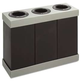 At-Your-Disposal Recycling Center, Polyethylene, Three 84 gal Bins, Black