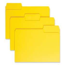 SuperTab Colored File Folders, 1/3-Cut Tabs: Assorted, Letter Size, 0.75" Expansion, 11-pt Stock, Yellow, 100/Box