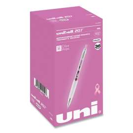 207 Office Pack Gel Pen, Retractable, Medium 0.7 mm, Black Ink, Pink Barrel, 36/Pack