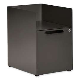 Radii Alcove 1-Drawer File Cabinet, 1 Open Bin/1 Legal/Letter-Size File Drawer, Flint, 15" x 18" x 21"