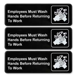 Indoor/Outdoor Restroom with Braille Text, 6" x 9", Black Face, White Graphics, 3/Pack