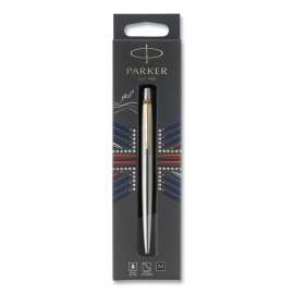 Jotter Rollerball Pen, Medium Point 0.7 mm, Black Ink, Stainless Steel Barrel