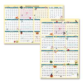 Recycled Seasonal Laminated Wall Calendar, Earthscapes Illustrated Seasons Artwork, 24 x 37, 12-Month (Jan to Dec): 2023