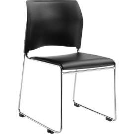 NPS - 8700 Series Black Plush Vinyl 18" Cafetorium Stack Chair with Chrome Steel Frame
