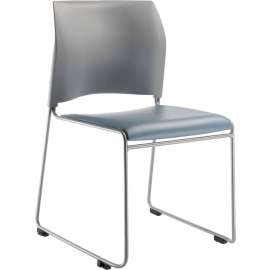 NPS - 8700 Series Gray Plush Vinyl 18" Cafetorium Stack Chair with Silver Steel Frame
