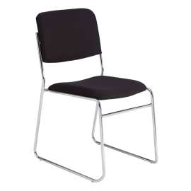 NPS - 8600 Series Ebony Black Fabric Padded Signature Stack Chair with Chrome Steel Frame