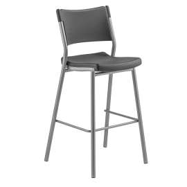 NPS - Charcoal Slate Plastic Seat 42" Cafetorium Bar Stool with Silver Steel Frame