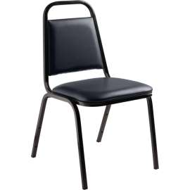 NPS - 9100 Series Midnight Blue Vinyl Upholstered Banquet Stack Chair with Black Sandtex Frame