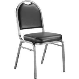 NPS - 9200 Series Panther Black Premium Vinyl Banquet Stack Chair with Silvervein Steel Frame