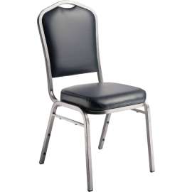 NPS - 9300 Series Midnight Blue Deluxe Vinyl Banquet Stack Chair with Silvervein Steel Frame