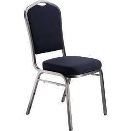 NPS - 9300 Series Midnight Blue Deluxe Fabric Banquet Stack Chair with Silvervein Steel Frame