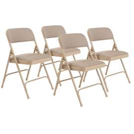 NPS - 2200 Series Cafe Beige Deluxe Fabric Folding Chairs with Cafe Beige Steel Frame (Pack of 4)