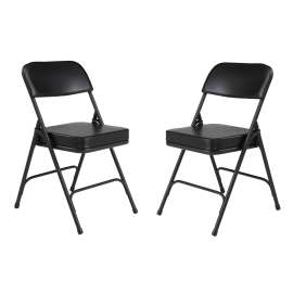 NPS - 3200 Series Black Vinyl Folding Chairs with Black Steel Frame (Pack of 2)