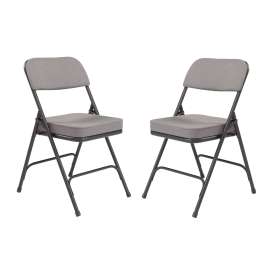 NPS - 3200 Series Charcoal Gray Fabric Folding Chairs with Charcoal Gray Steel Frame (Pack of 2)