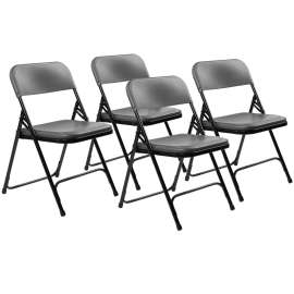 NPS - 800 Series Charcoal Slate Lightweight Plastic Folding Chairs (Pack of 4)
