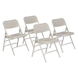 NPS - 300 Series Gray Steel Folding Chairs (Pack of 4)