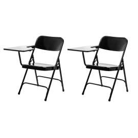 NPS - 5200 Series Black Heavy Duty Plastic Right Arm Folding Chairs with Black Steel Frame (Pack of 2)