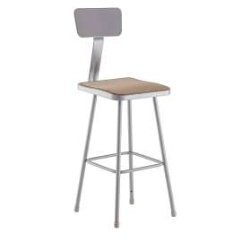 NPS - 6300 Series Gray Steel 30" Square Seat Science Stools with Backrest