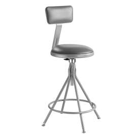 NPS - 6500 Series Gray Vinyl Padding Steel 24" to 30" Science Stools with Backrest