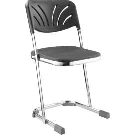 NPS - 6600 Series Black Plastic Seat 18" Elephant Z-Stool with Backrest and Chrome Steel Frame