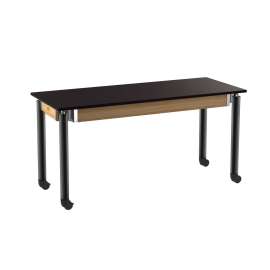 NPS - Signature Series Black Wood 60"L x 24"W x 27" to 42"H Science Table with Phenolic Top & Casters