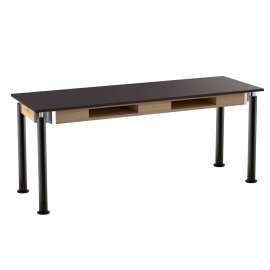 NPS - Signature Series Black Wood 72"L x 24"W x 27" to 42"H Science Table with Chemical Resistant Top & Casters