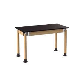 NPS - Signature Series Oak Wood 48"L x 24"W x 27" to 42"H Science Table with Chemical Resistant Top
