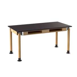 NPS - Signature Series Oak Wood 60"L x 30"W x 27" to 42"H Science Table with Phenolic Top & Book Compartments