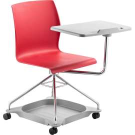 NPS - Go Series Red Plastic On-the-Go Mobile Chair with Tablet Arm