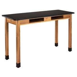 NPS - Wood Series Solid Ash 60"L x 30"W x 36"H Science Table with HPL Top & Book Compartments