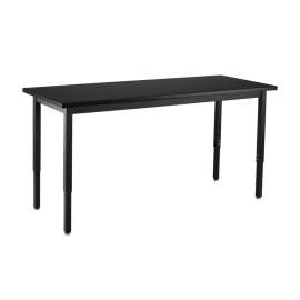NPS - Steel Series Black 60"L x 24"W x 22.25" to 37.25"H Science Table with Phenolic Top