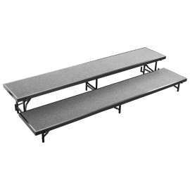 NPS - Gray Carpet 96"L x 18"W x 16"H 2 Level Standing Straight Choral Riser
