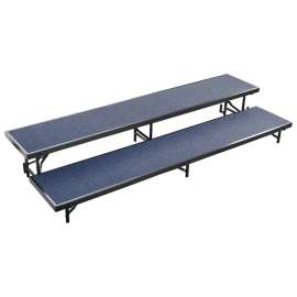 NPS - Blue Carpet 96"L x 18"W x 16"H 2 Level Standing Straight Choral Riser
