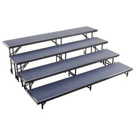 NPS - Blue Carpet 96"L x 18"W x 32"H 4 Level Standing Straight Choral Riser