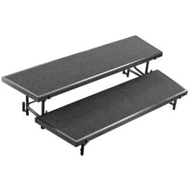 NPS - Black Carpet 60"L x 18"W x 16"H 2 Level Standing Tapered Choral Riser
