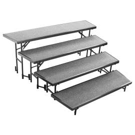 NPS - Gray Carpet 60"L x 18"W x 32"H 4 Level Standing Tapered Choral Riser