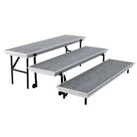 NPS - Gray Carpet 60"L x 18"W x 24"H 3 Level Standing Straight Choral Riser