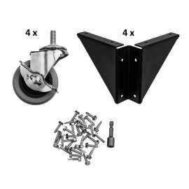 NPS - Black Steel Set of 4 Casters and Gussets for HDT3 and SLT3 Tables