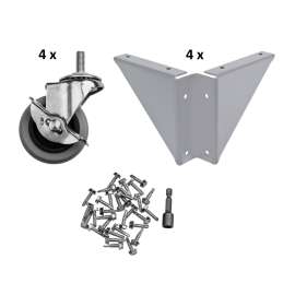 NPS - Gray Steel Set of 4 Casters and Gussets for HDT8 and SLT8 Tables