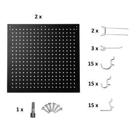 NPS - Black Steel Peg Boards & 50 Hooks for 24" Wide HDT3 and SLT3 Tables (Pack of 2)