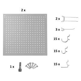 NPS - Black Steel Peg Boards & 50 Hooks for 24" Wide HDT9 and SLT9 Tables (Pack of 2)